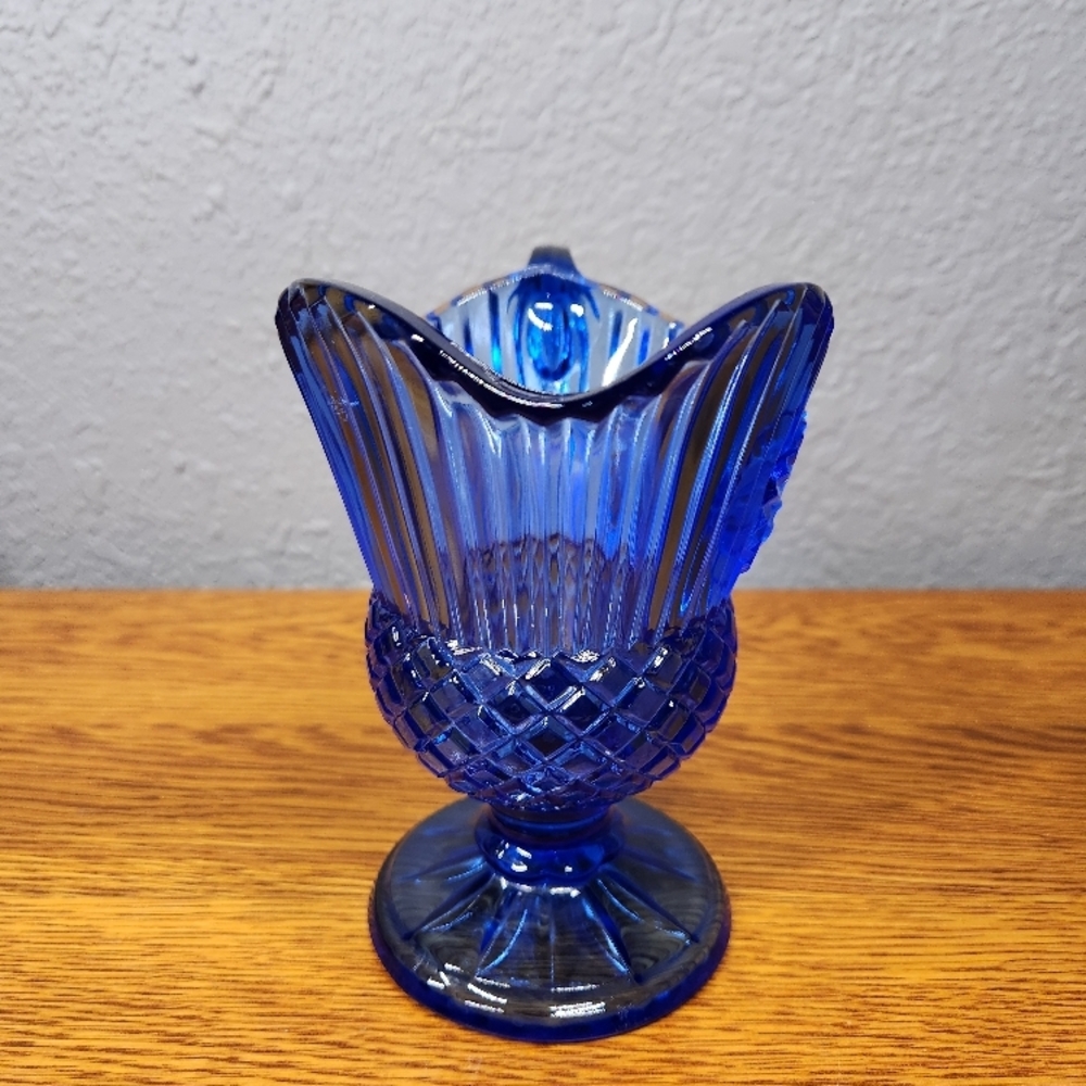 Fostoria for Avon Cobalt Blue Glass Creamer Pitcher 1976 - Picture 2 of 8